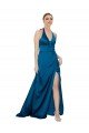 Halter Neck Silky Satin Evening Dress