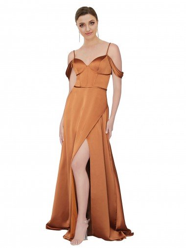 Silky Satin Evening Dress with Bustier Bodice UK