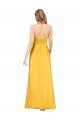 Halter A-Line Silky Satin Evening Dress with V-Neckline and Slit