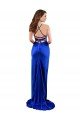 Open Back Cowl Neck Long Silky Satin Evening Dress
