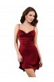 Midi Length Cowl Neck Silky Satin Short Cocktail Evening Dress