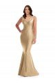 Shirred Shoulder Silky Satin Mermaid Evening Dress