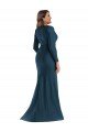 Long Sleeves Draped Wrap Silky Satin Mermaid Evening Dress with Front Slit