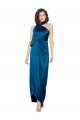 High Halter Neck Silky Satin Evening Dress with Sash Overlay and Side Split