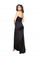 Full Length One Shoulder Ruffled Long Silky Satin Evening Dress with High Slit