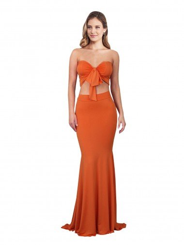 Strapless Bandeau Bodice Long Spandex Evening Dress UK