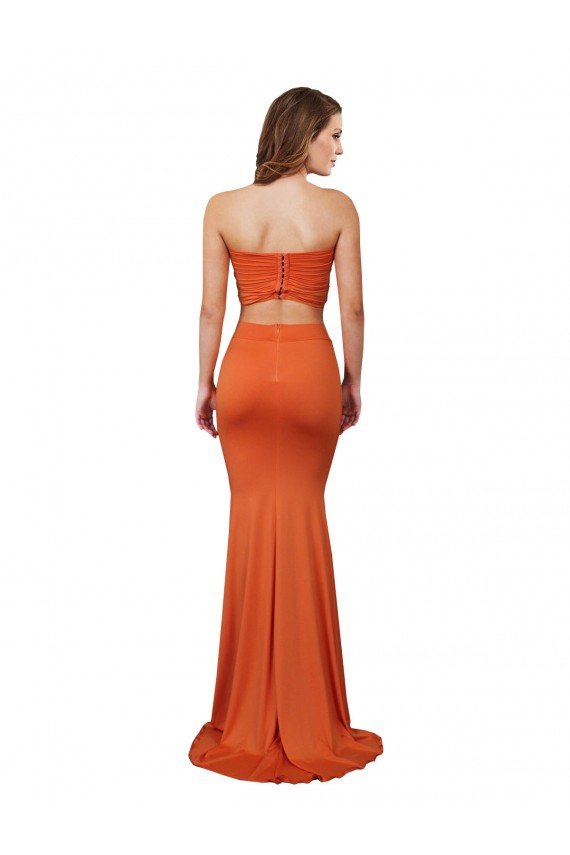 Strapless Bandeau Bodice Long Spandex Evening Dress