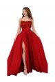 Lace Over Bodice Long Spandex Evening Dress with Slit