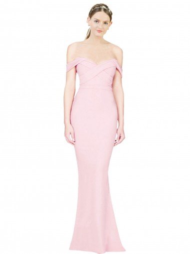 Full Length Off the Shoulder Evening Dress with Twist Front UK