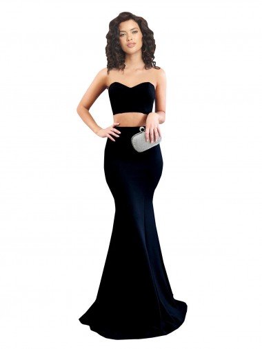 Two Piece High Neck Crepe Evening Dress UK