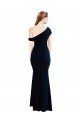 Draped Off the Shoulder Fitted Crepe Evening Dress