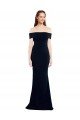 Off the Shoulder Fitted Crepe Evening Dress with Back Cut Out
