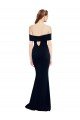 Off the Shoulder Fitted Crepe Evening Dress with Back Cut Out