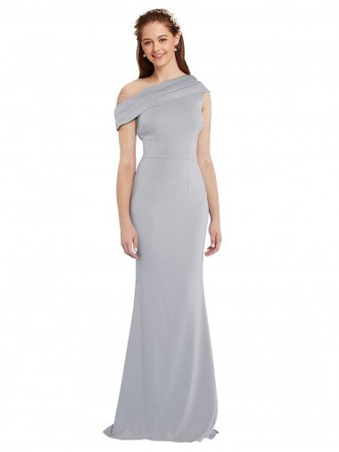 Off the Shoulder Asymmetrical Mermaid Crepe Evening Dress UK