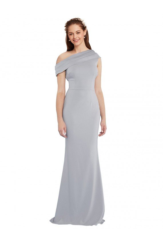 Off the Shoulder Asymmetrical Mermaid Crepe Evening Dress