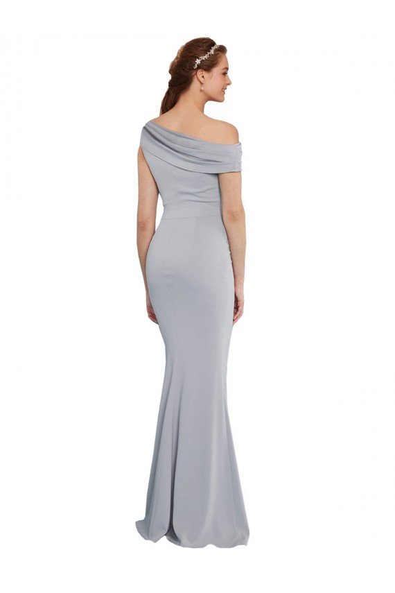 Off the Shoulder Asymmetrical Mermaid Crepe Evening Dress