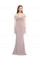Knotted Off the Shoulder Crepe Evening Dress with Cut-Out Back