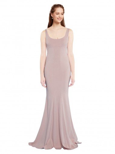 Sleeveless Scoop Neck Fully Lined Crepe Evening Dress UK