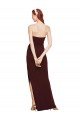 Twisted Strapless Keyhole Long Crepe Evening Dress with Slit
