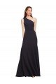 Fit and Flare Crepe Evening Dress with One Shoulder