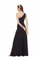 Fit and Flare Crepe Evening Dress with One Shoulder