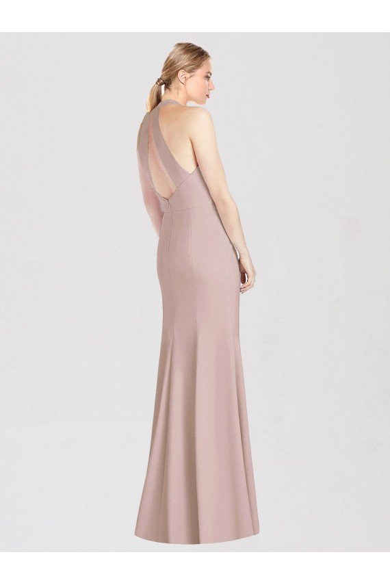 High Neck Cutout Halter Trumpet Evening Dress