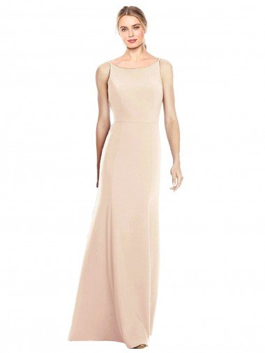 V-Spaghetti Strap Open Back Bateau Neck Trumpet Evening Dress UK