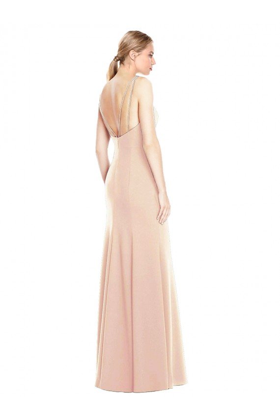 V-Spaghetti Strap Open Back Bateau Neck Trumpet Evening Dress