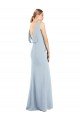 Draped Backless Crepe Evening Dress with Pockets