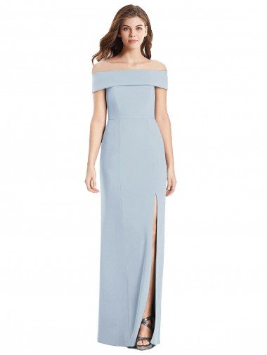 Cuffed Off the Shoulder Long Trumpet Evening Dress UK