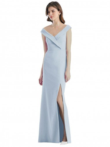 Romantic Off the Shoulder Long Evening Maxi Dress with Side Slit UK