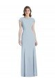 Bateau Neck Cap Sleeves Open Back Trumpet Evening Dress