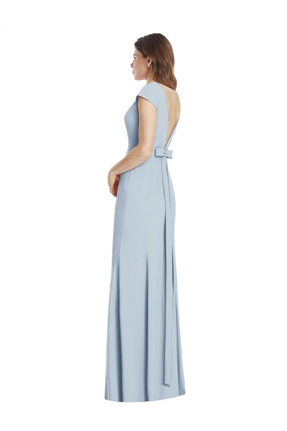 Bateau Neck Cap Sleeves Open Back Trumpet Evening Dress