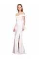 Criss Cross Off the Shoulder Crepe Evening Dress with Side Slit