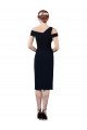 Draped Cross Shoulder Stretch Crepe Cocktail Evening Dress