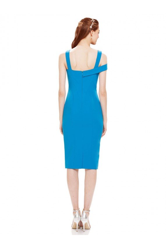 Sleeveless Crepe Cocktail Evening Dress with Keyhole Off The Shoulder Detailing