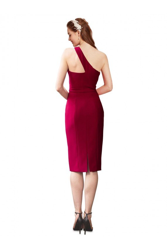 One Shoulder Short Crepe Cocktail Evening Dress