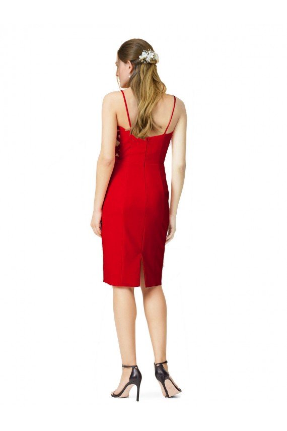 Sleeveless Cocktail Length Sweetheart Neckline Crepe Evening Dress