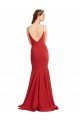 Mermaid Plunging V-Neck Crepe Evening Dress with Wide Open Back