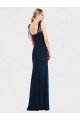 Flat Tie Shoulder Crepe Trumpet Evening Dress with Front Slit