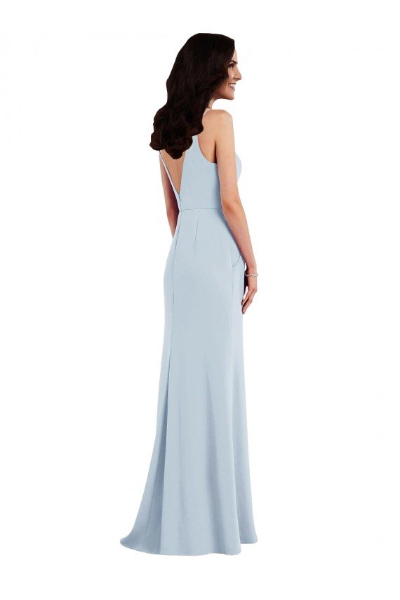 V Back Spaghetti Strap Evening Maxi Dress with Pockets