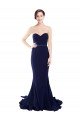 Strapless Sweetheart Neckline Crepe Evening Dress with Satin Waistband