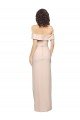Off the Shoulder Long Crepe Evening Dress with Waist Tie and Slit