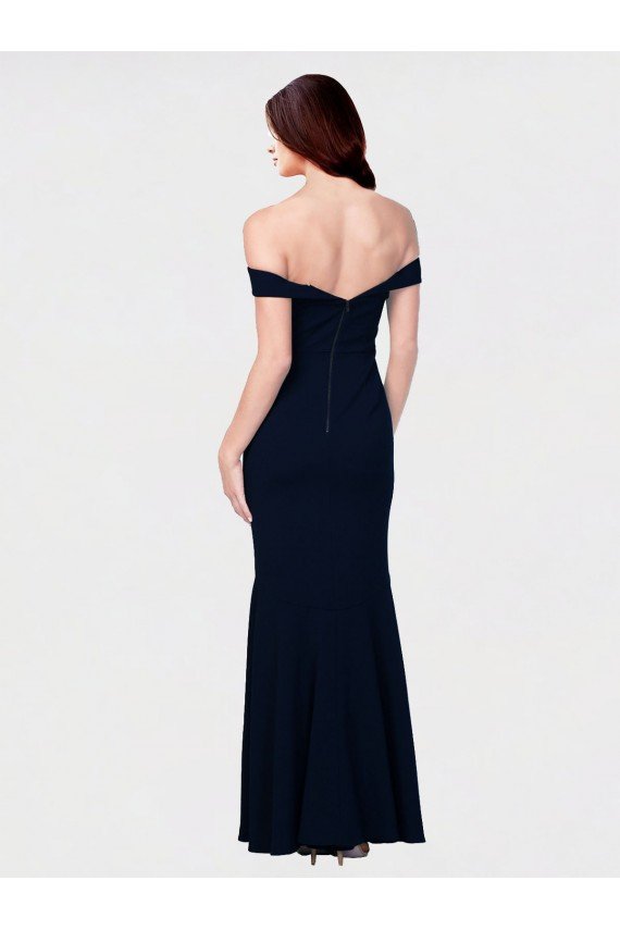 Mermaid Off the Shoulder Long Crepe Evening Dress with Low Back