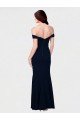 Mermaid Off the Shoulder Long Crepe Evening Dress with Low Back