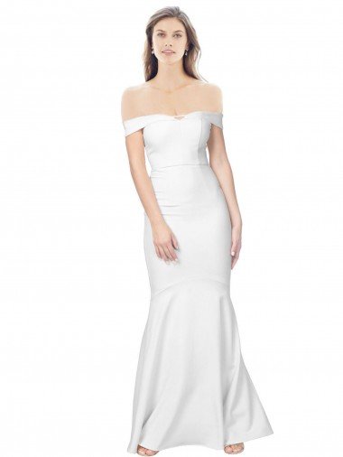 Mermaid Off the Shoulder Long Crepe Evening Dress with Low Back UK