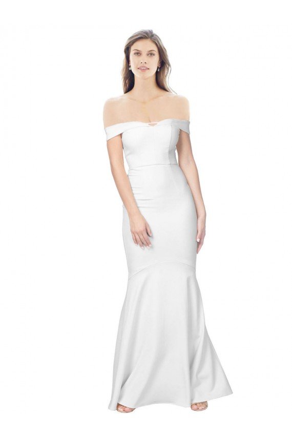 Mermaid Off the Shoulder Long Crepe Evening Dress with Low Back