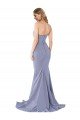 Long Strapless Sweetheart Sweep Train Crepe Evening Dress with Low Back