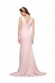 Deep V-Neckline and Back Long Sweep Train Crepe Evening Dress with Shoulder Straps