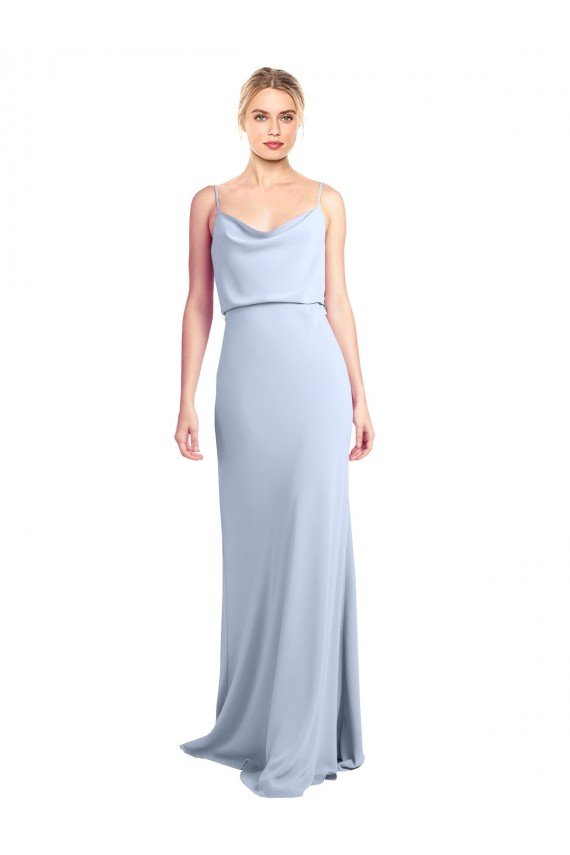 Feminine Cowl Neck Slim Floor Length Stretch Crepe Evening Dress
